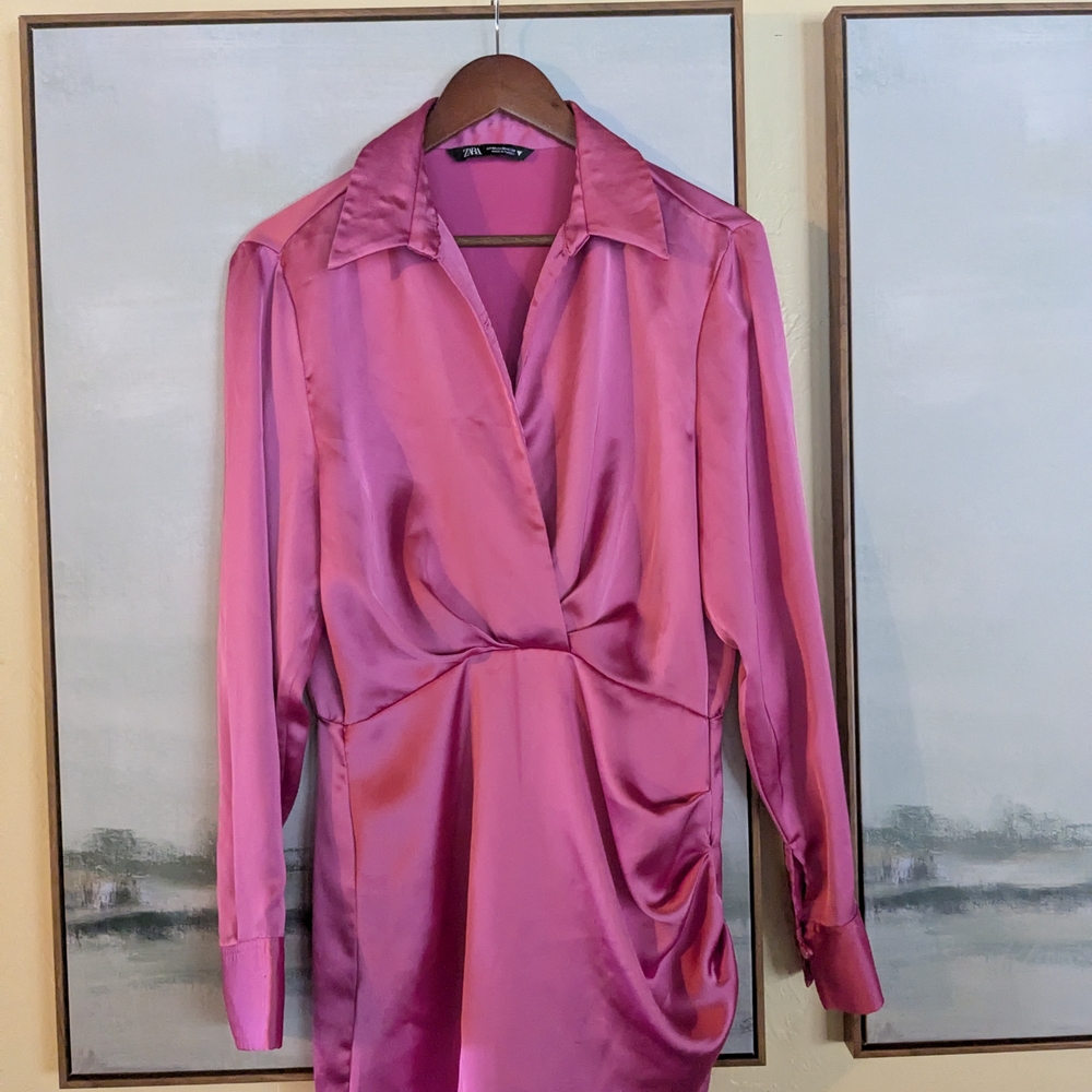 Zara Pink Satin Mini Dress